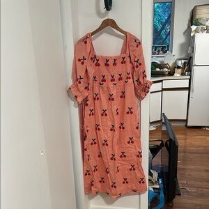 Cherry Print Pink Dress